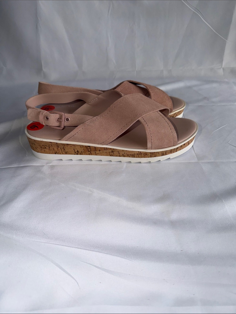 Marc Fisher Glitze Medium Pink Suede Platform Cross Strap Slingback Sandals - Picture 3 of 6
